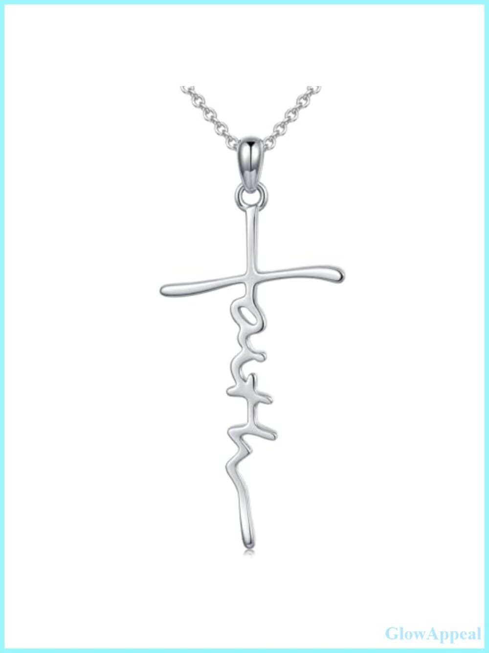 Stainless Steel Cross Pendant Necklace 18K White Gold Plated Faith Jewelry Gift